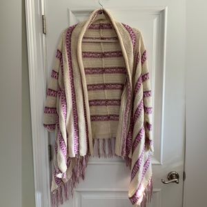 Billabong fringe, shrug sweater